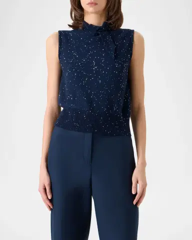 Akris Sleeveless Sequin Wool-Cashmere Sweater | Thumbnail 4