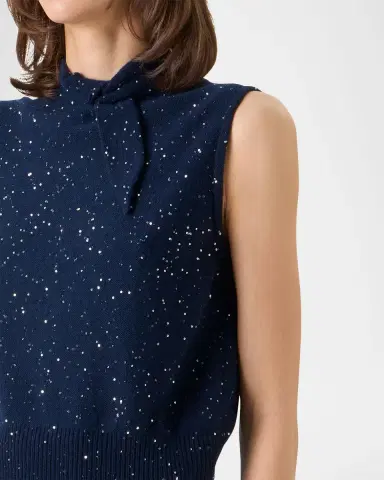 Akris Sleeveless Sequin Wool-Cashmere Sweater | Thumbnail 5