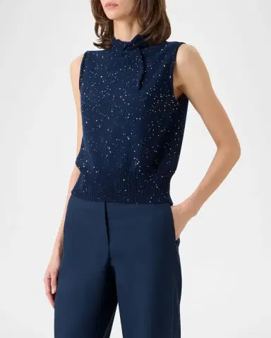 Akris Sleeveless Sequin Wool-Cashmere Sweater | Thumbnail 6
