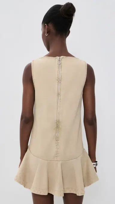 Marques'Almeida Marble Drill V Neck Peplum Dress Beige | Thumbnail 3 Marques'Almeida Marble Drill V Neck Peplum Dress Beige | Thumbnail 3