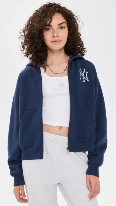 Sporty & Rich Yankees Krystal Zip Hoodie Dark Navy/White S | Thumbnail 2 Sporty & Rich Yankees Krystal Zip Hoodie Dark Navy/White S | Thumbnail 2