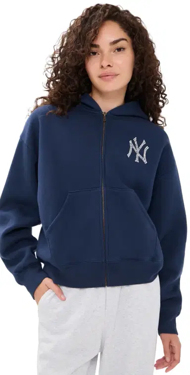 Sporty & Rich Yankees Krystal Zip Hoodie Dark Navy/White S | Thumbnail 1 Sporty & Rich Yankees Krystal Zip Hoodie Dark Navy/White S | Thumbnail 1