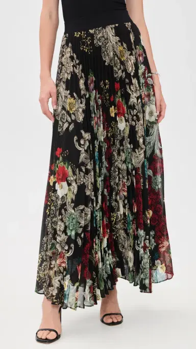 Alice + Olivia Katz Asymmetrical Pleated Maxi Skirt Free Spirit | Thumbnail 2 Alice + Olivia Katz Asymmetrical Pleated Maxi Skirt Free Spirit | Thumbnail 2