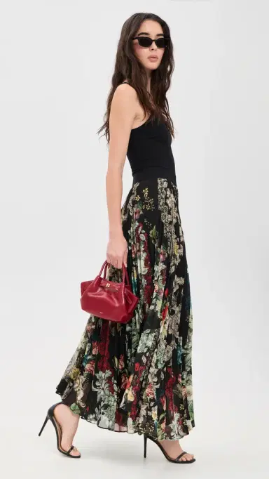 Alice + Olivia Katz Asymmetrical Pleated Maxi Skirt Free Spirit | Thumbnail 5 Alice + Olivia Katz Asymmetrical Pleated Maxi Skirt Free Spirit | Thumbnail 5