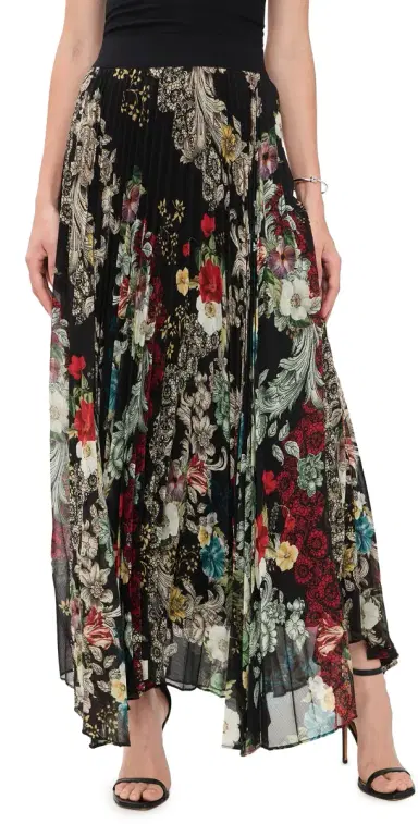 Alice + Olivia Katz Asymmetrical Pleated Maxi Skirt Free Spirit | Thumbnail 1 Alice + Olivia Katz Asymmetrical Pleated Maxi Skirt Free Spirit | Thumbnail 1