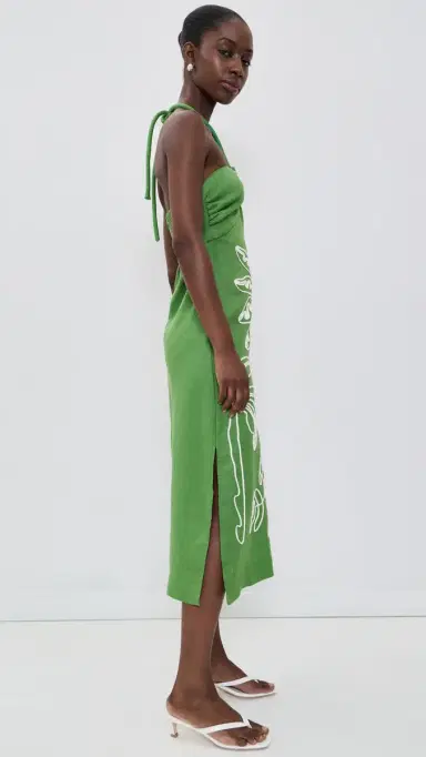 Farm Rio Palm Tree Midi Dress Green Palm Tree M | Thumbnail 4