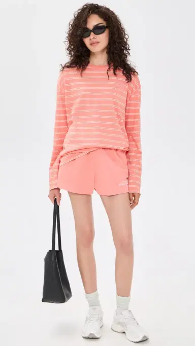 Sporty & Rich NY Crest Easy Long Sleeve Tee Flamingo Striped S | Thumbnail 5