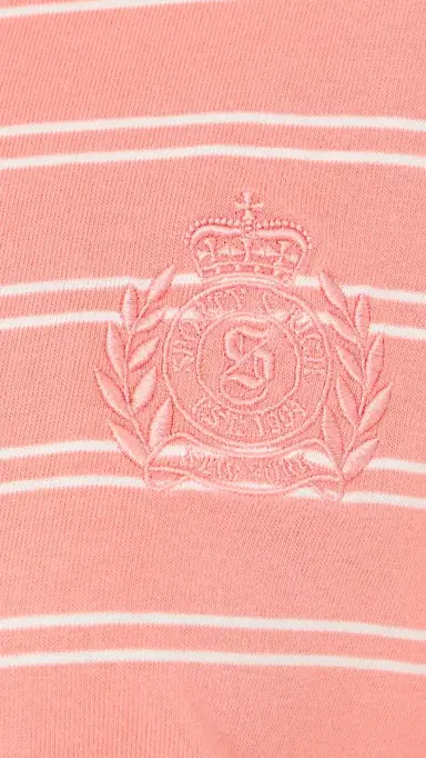 Sporty & Rich NY Crest Easy Long Sleeve Tee Flamingo Striped S | Thumbnail 6