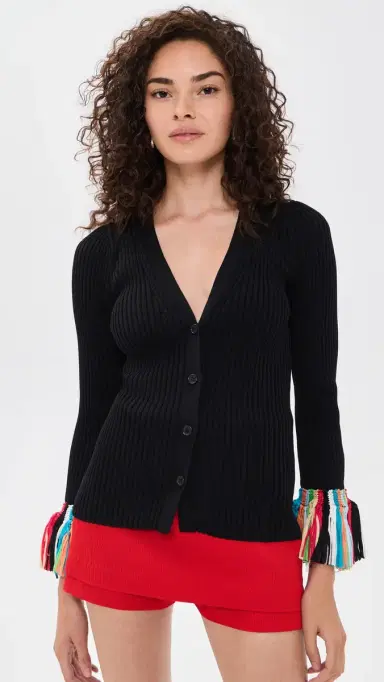 SIMONMILLER Cara Knit Fringe Cardigan Black multi | Thumbnail 2