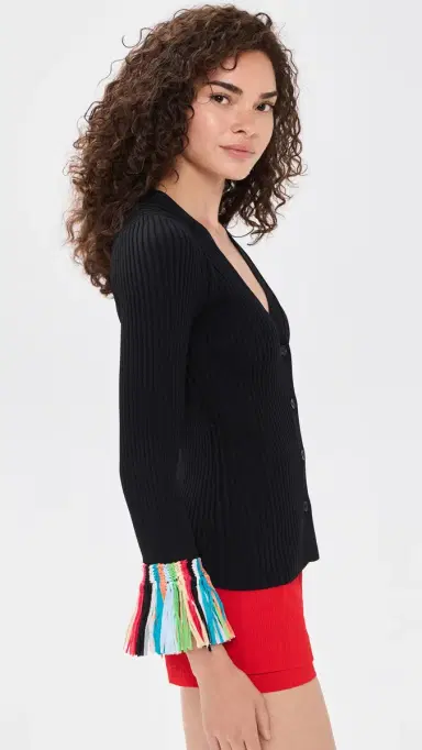 SIMONMILLER Cara Knit Fringe Cardigan Black multi | Thumbnail 4