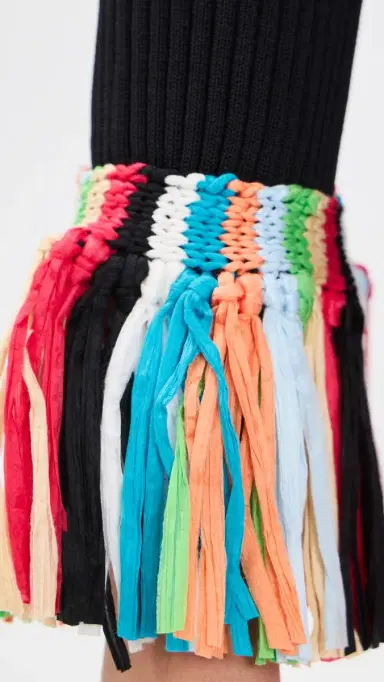 SIMONMILLER Cara Knit Fringe Cardigan Black multi | Thumbnail 6