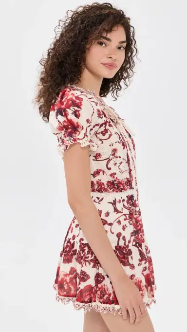 Alice + Olivia Mclaine Button Down Tiered Mini Dress | Thumbnail 4 Alice + Olivia Mclaine Button Down Tiered Mini Dress | Thumbnail 4