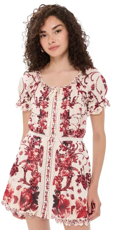 Alice + Olivia Mclaine Button Down Tiered Mini Dress | Thumbnail 1 Alice + Olivia Mclaine Button Down Tiered Mini Dress | Thumbnail 1