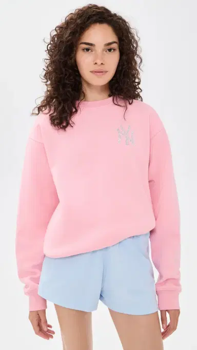 Sporty & Rich Yankees Krystal Crew Neck weatshirt Candy/White | Thumbnail 2