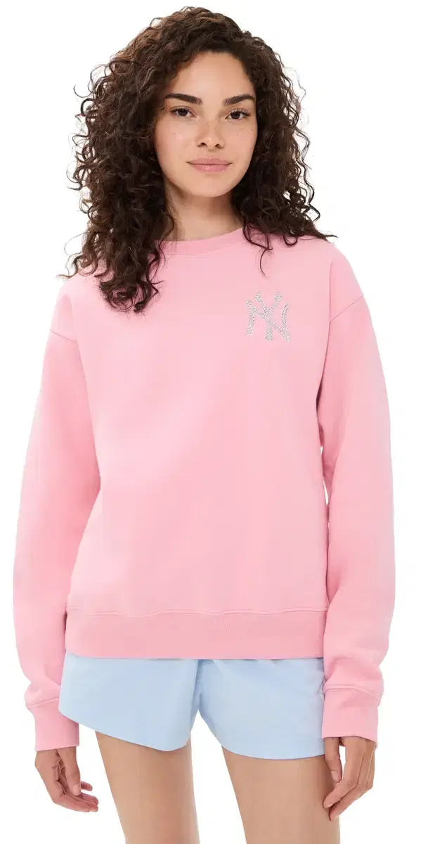Sporty & Rich Yankees Krystal Crew Neck weatshirt Candy/White