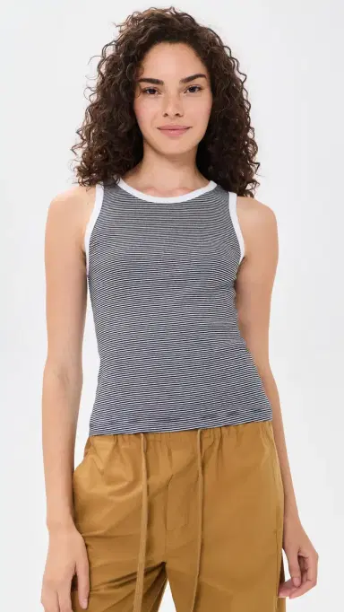 ENZA COSTA Mini Stripe Cotton Tank Top | Thumbnail 2
