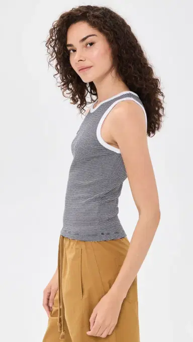 ENZA COSTA Mini Stripe Cotton Tank Top | Thumbnail 4