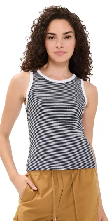 ENZA COSTA Mini Stripe Cotton Tank Top | Thumbnail 1