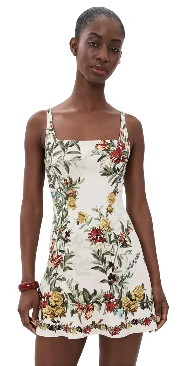 ALICE + OLIVIA Julia Scoop Neck Mini Dress DESERT SPRIGS VANILLA