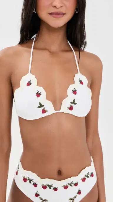 Sea Bindi trawberry callop Bikini Top Cream | Thumbnail 2