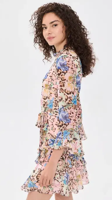 Saloni Marissa Silk Mini Dress 2491 Leopard Lilia 0 | Thumbnail 4 Saloni Marissa Silk Mini Dress 2491 Leopard Lilia 0 | Thumbnail 4