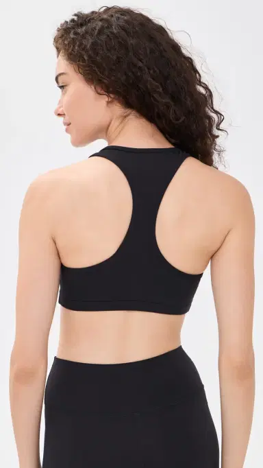 Sporty & Rich Signature Logo V Neck Sports Bra Black White | Thumbnail 3 Sporty & Rich Signature Logo V Neck Sports Bra Black White | Thumbnail 3