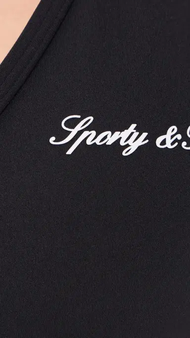 Sporty & Rich Signature Logo V Neck Sports Bra Black White | Thumbnail 6 Sporty & Rich Signature Logo V Neck Sports Bra Black White | Thumbnail 6