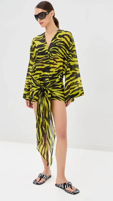The Attico Mini Coverup Dress Yellow/Black | Thumbnail 2