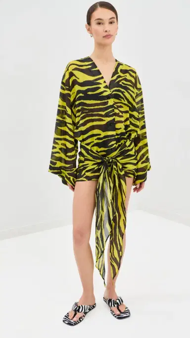 The Attico Mini Coverup Dress Yellow/Black | Thumbnail 3