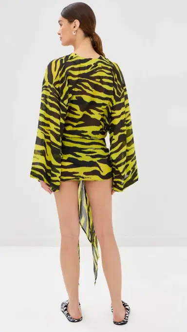 The Attico Mini Coverup Dress Yellow/Black | Thumbnail 4