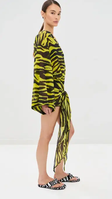The Attico Mini Coverup Dress Yellow/Black | Thumbnail 5