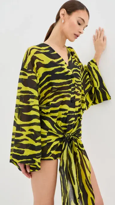 The Attico Mini Coverup Dress Yellow/Black | Thumbnail 6