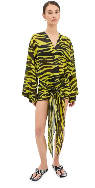 The Attico Mini Coverup Dress Yellow/Black | Thumbnail 1