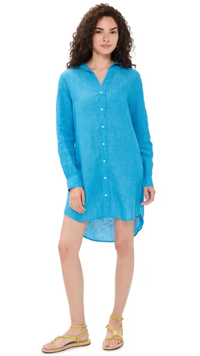 Frank & Eileen Classic inen Shirtdress Turquoise inen