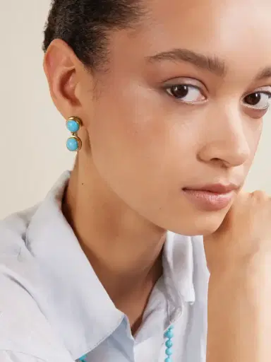 Ileana Makri 18-karat Gold, Turquoise And Tsavorite Earrings | Thumbnail 2
