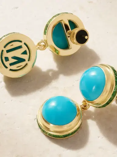 Ileana Makri 18-karat Gold, Turquoise And Tsavorite Earrings | Thumbnail 3