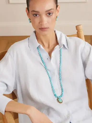 Ileana Makri 18-karat Gold, Turquoise And Tsavorite Earrings | Thumbnail 4