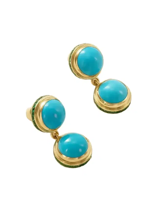 Ileana Makri 18-karat Gold, Turquoise And Tsavorite Earrings