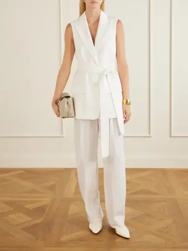 Another Tomorrow Belted Twill Vest | Thumbnail 2 Another Tomorrow Belted Twill Vest | Thumbnail 2
