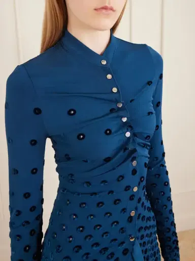 Rabanne Gathered Flocked Jersey Blouse | Thumbnail 5