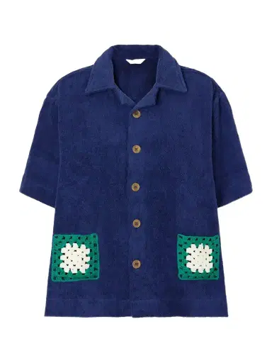 Terry Puesto Boxy Crochet-trimmed Organic Cotton-terry Shirt | Thumbnail 1