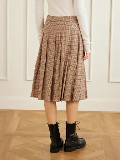 Moncler Pleated Checked Wool-blend Midi Skirt | Thumbnail 4 Moncler Pleated Checked Wool-blend Midi Skirt | Thumbnail 4
