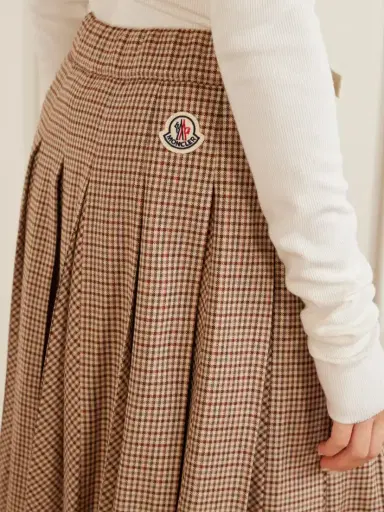 Moncler Pleated Checked Wool-blend Midi Skirt | Thumbnail 5 Moncler Pleated Checked Wool-blend Midi Skirt | Thumbnail 5