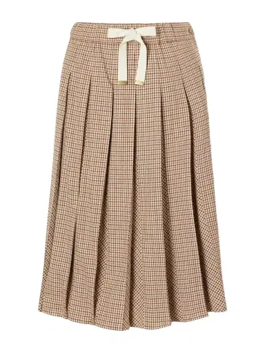 Moncler Pleated Checked Wool-blend Midi Skirt | Thumbnail 1 Moncler Pleated Checked Wool-blend Midi Skirt | Thumbnail 1