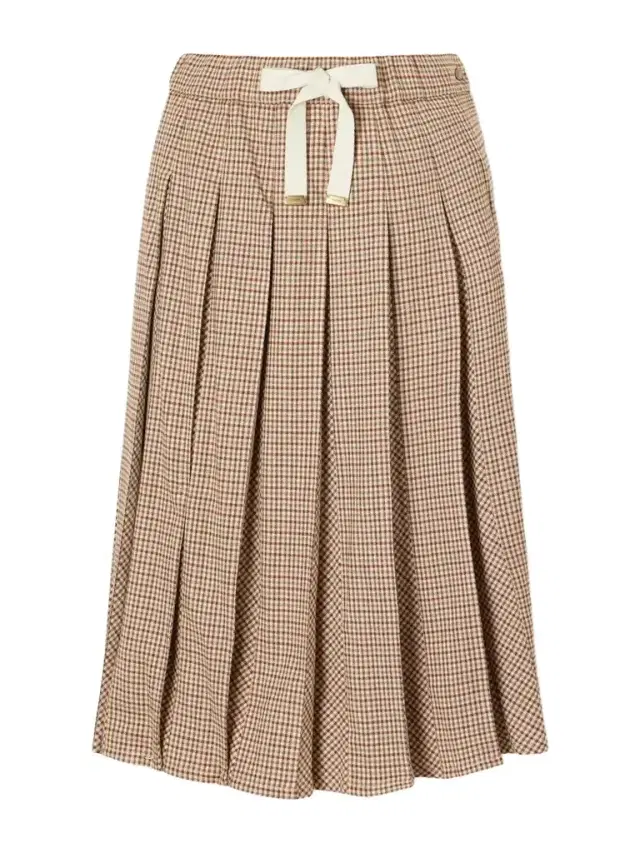 Moncler Pleated Checked Wool-blend Midi Skirt