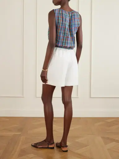 DÔEN Theo Gathered Checked Organic Cotton-voile Top | Thumbnail 3