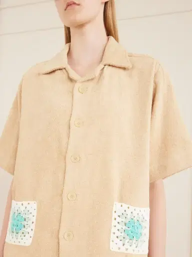 Terry Puesto Boxy Crochet-trimmed Organic Cotton-terry Shirt | Thumbnail 4 Terry Puesto Boxy Crochet-trimmed Organic Cotton-terry Shirt | Thumbnail 4