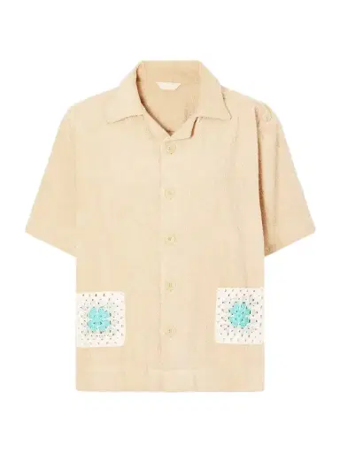 Terry Puesto Boxy Crochet-trimmed Organic Cotton-terry Shirt | Thumbnail 1 Terry Puesto Boxy Crochet-trimmed Organic Cotton-terry Shirt | Thumbnail 1