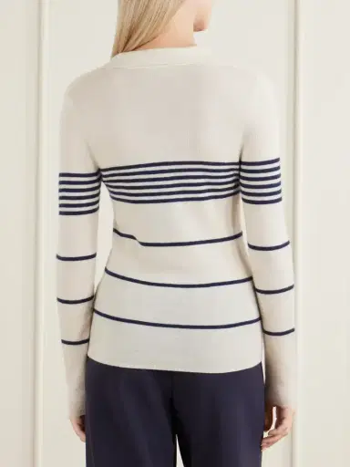Nili Lotan Lucille Striped Cashmere Polo Sweater | Thumbnail 4