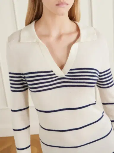 Nili Lotan Lucille Striped Cashmere Polo Sweater | Thumbnail 5
